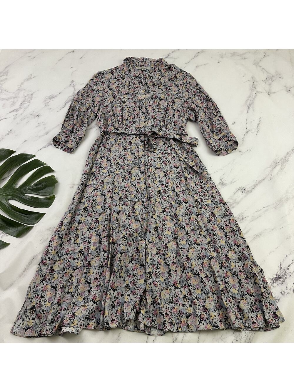All Saints Womens Chiara Sketch Shirt Dress Size US 8 Pink Gray Abstract Print
